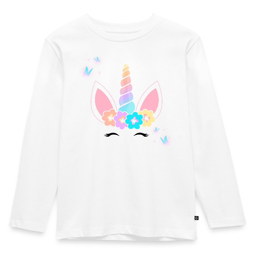 Kinder Langarmshirt Einhorn - Weiß