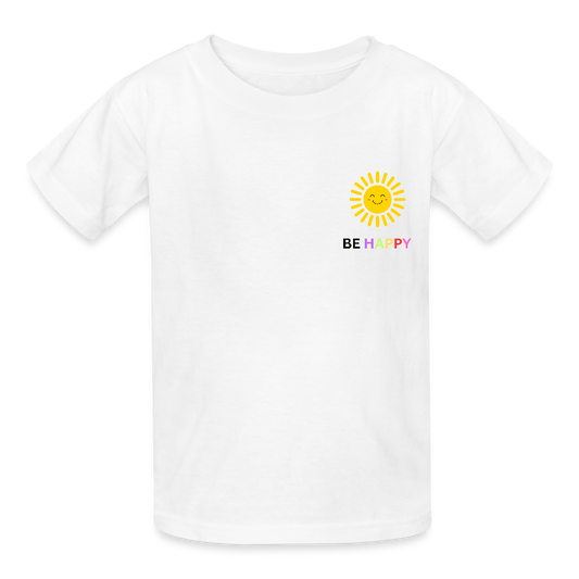 Kinder T-Shirt "Be Happy" - Weiß